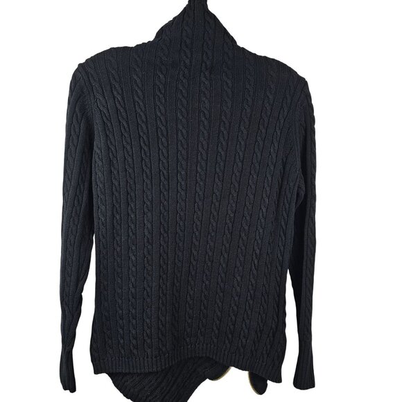 525 America Women's XS Sweater Cable Knit Crochet Black Turtleneck Whimsigoth - Picture 2 of 13